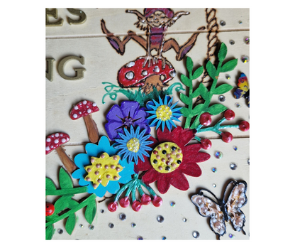 Beware: Pixies Playing – Handmade Wooden Plaque