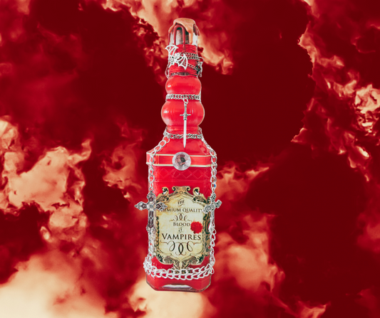 Premium Quality Blood of Vampires Potion Bottle with Sparkling Gems & Silver Crosses
