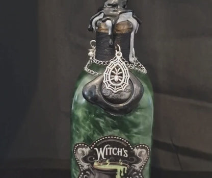 Witches Cauldron Brew Shimmering Potion Bottle with Witchy Charms & Wax Seal