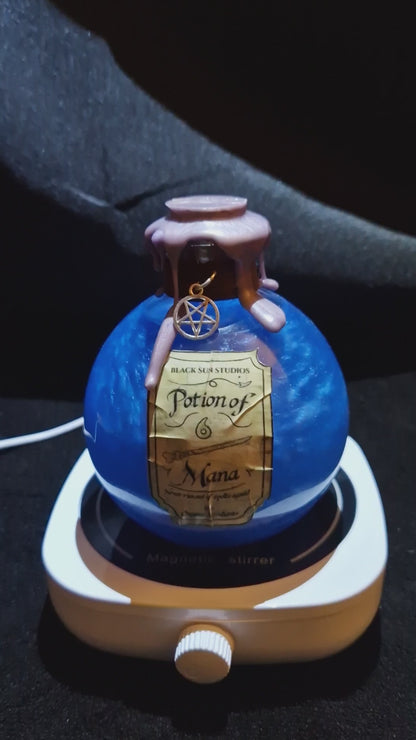 Potion of Mana Shimmering Elixir Bottle with Charms & Wax Seal