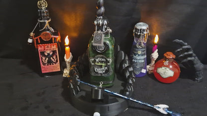 Witches Cauldron Brew Shimmering Potion Bottle with Witchy Charms & Wax Seal